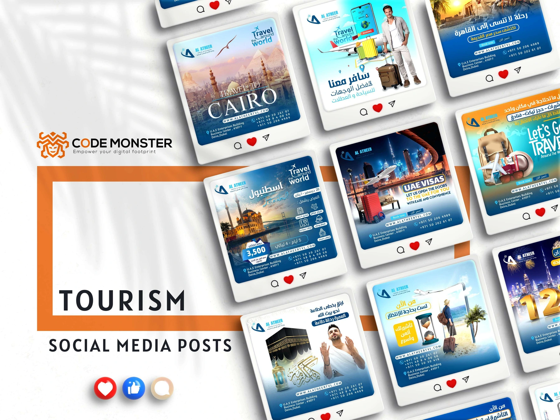 Social media design collection: Travel & Tourism