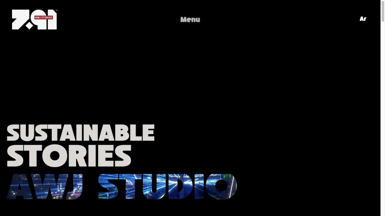 لقطة حقيقية من الصفحة الرئيسية لموقع AWJ Studios